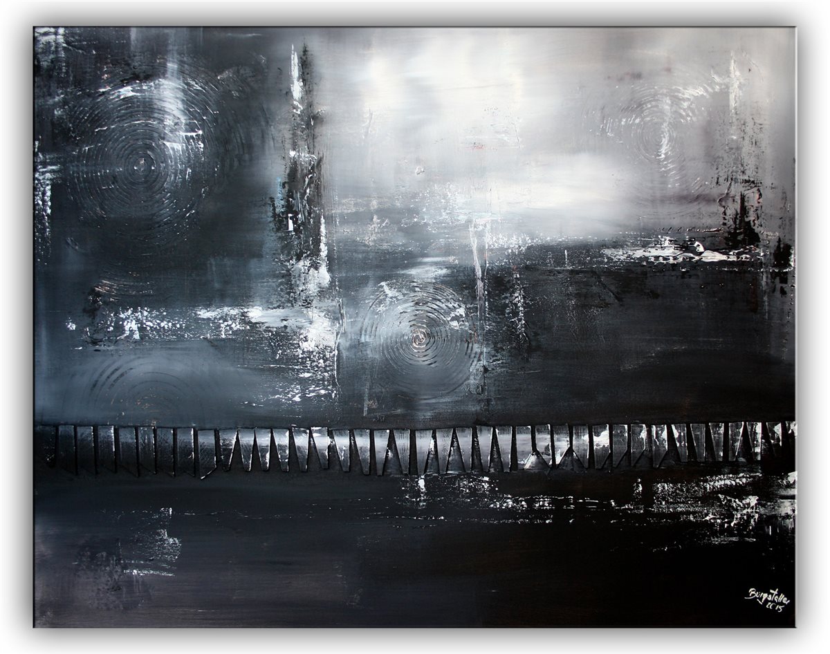 BURGSTALLER ORIGINAL Gemälde abstrakt grau schwarz weiß Acrylbild