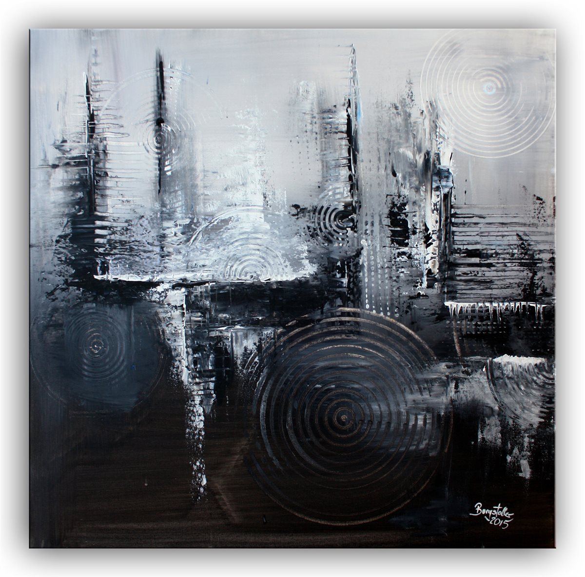 BURGSTALLER ORIGINAL Gemälde abstrakt grau schwarz weiß Kunst Bilder